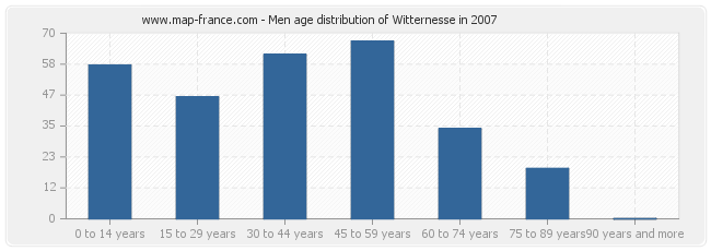 Men age distribution of Witternesse in 2007