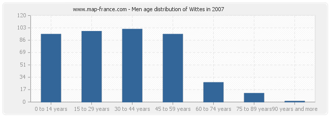Men age distribution of Wittes in 2007