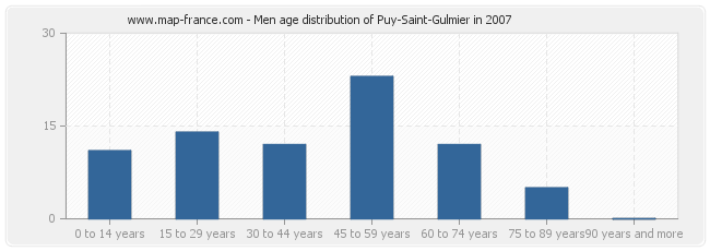 Men age distribution of Puy-Saint-Gulmier in 2007