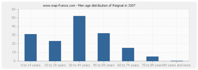 Men age distribution of Reignat in 2007