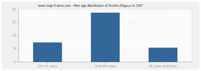 Men age distribution of Roche-d'Agoux in 2007
