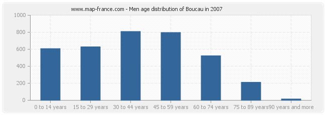 Men age distribution of Boucau in 2007