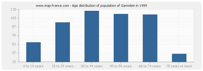 Age distribution of population of Garindein in 1999