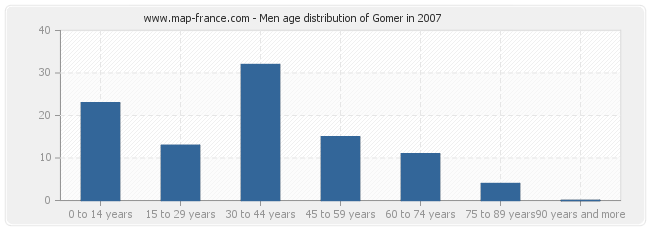 Men age distribution of Gomer in 2007