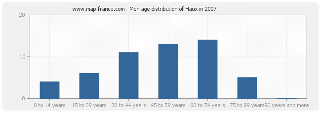 Men age distribution of Haux in 2007