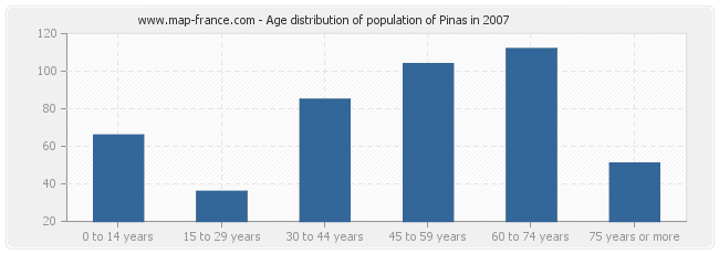 Age distribution of population of Pinas in 2007