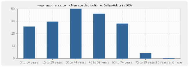 Men age distribution of Salles-Adour in 2007