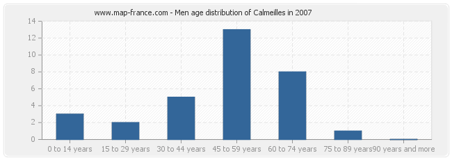 Men age distribution of Calmeilles in 2007