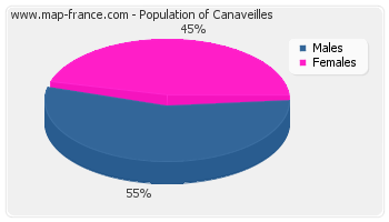 Sex distribution of population of Canaveilles in 2007