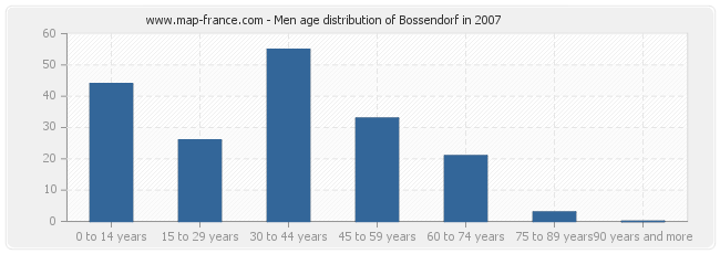 Men age distribution of Bossendorf in 2007