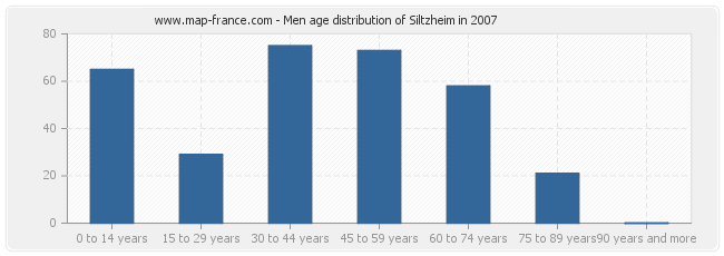 Men age distribution of Siltzheim in 2007
