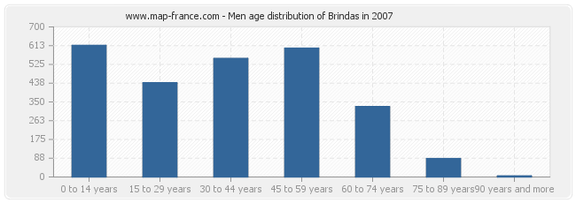 Men age distribution of Brindas in 2007
