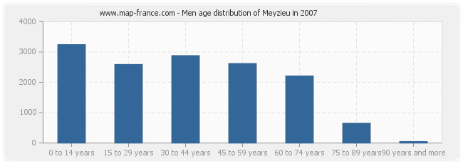 Men age distribution of Meyzieu in 2007
