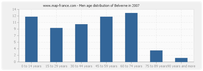 Men age distribution of Belverne in 2007