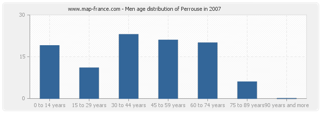 Men age distribution of Perrouse in 2007