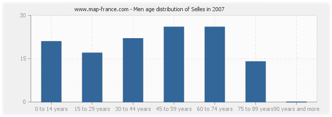 Men age distribution of Selles in 2007