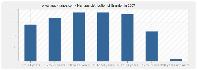 Men age distribution of Brandon in 2007
