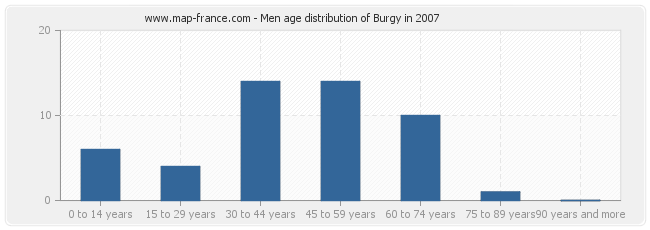 Men age distribution of Burgy in 2007