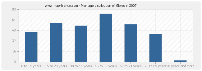 Men age distribution of Gibles in 2007