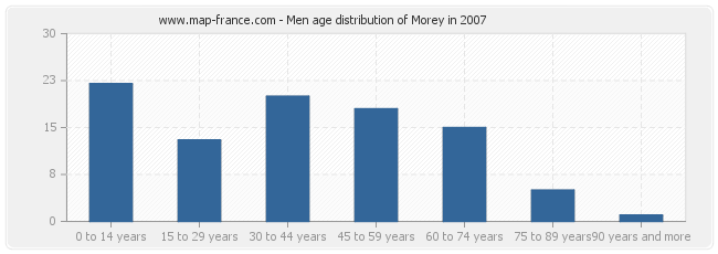 Men age distribution of Morey in 2007