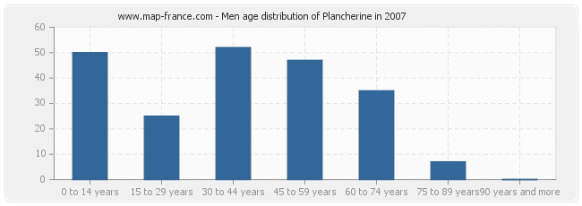 Men age distribution of Plancherine in 2007