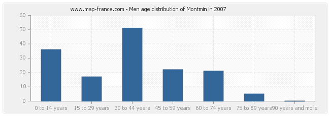 Men age distribution of Montmin in 2007