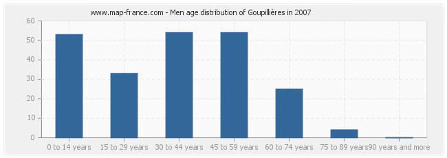 Men age distribution of Goupillières in 2007