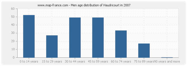 Men age distribution of Haudricourt in 2007