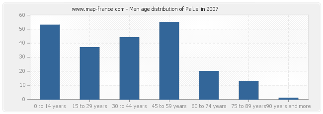 Men age distribution of Paluel in 2007