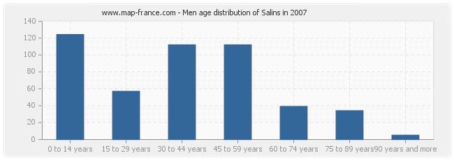 Men age distribution of Salins in 2007