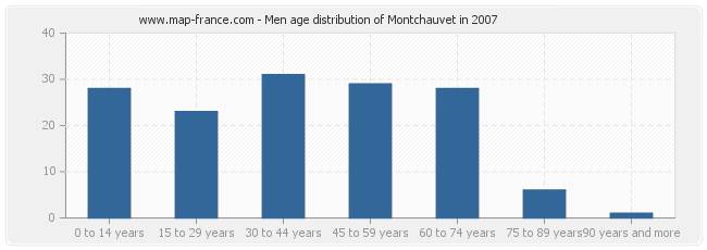 Men age distribution of Montchauvet in 2007