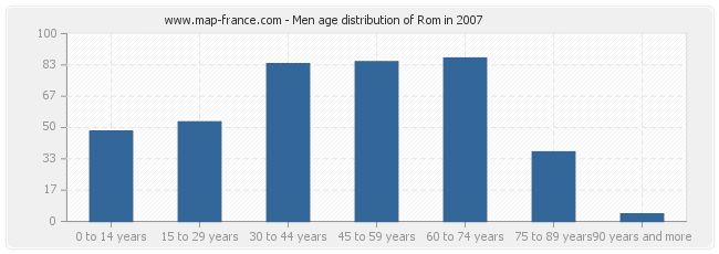 Men age distribution of Rom in 2007