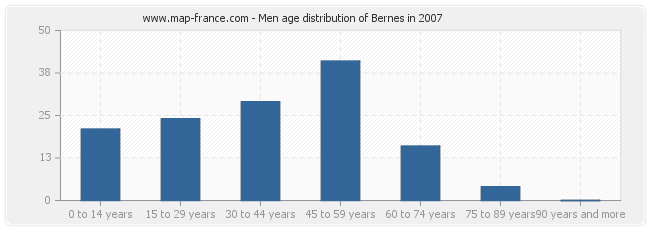 Men age distribution of Bernes in 2007