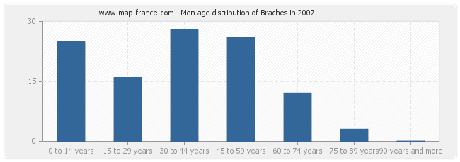 Men age distribution of Braches in 2007