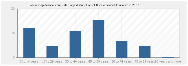 Men age distribution of Briquemesnil-Floxicourt in 2007