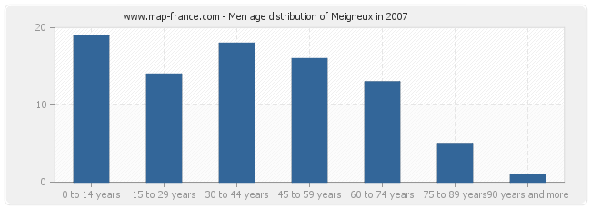 Men age distribution of Meigneux in 2007