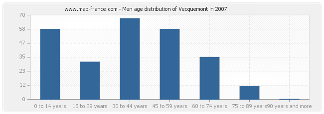 Men age distribution of Vecquemont in 2007