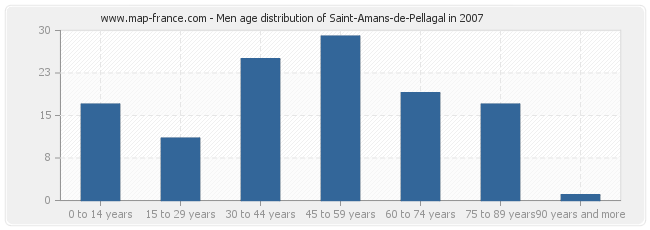 Men age distribution of Saint-Amans-de-Pellagal in 2007