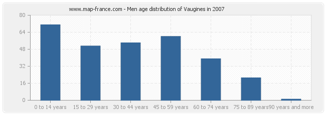 Men age distribution of Vaugines in 2007