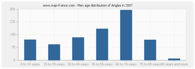 Men age distribution of Angles in 2007