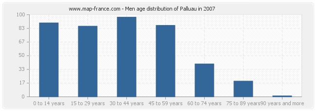 Men age distribution of Palluau in 2007