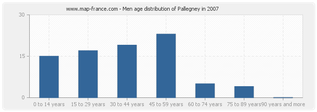 Men age distribution of Pallegney in 2007