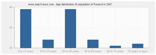 Age distribution of population of Punerot in 2007