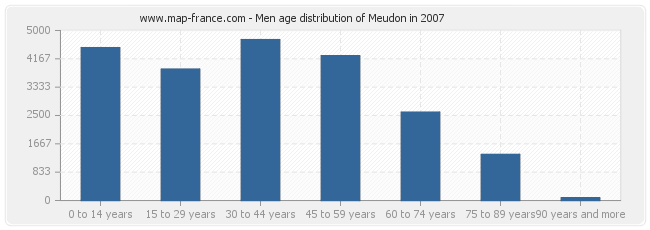 Men age distribution of Meudon in 2007