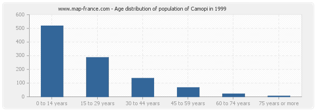 Age distribution of population of Camopi in 1999