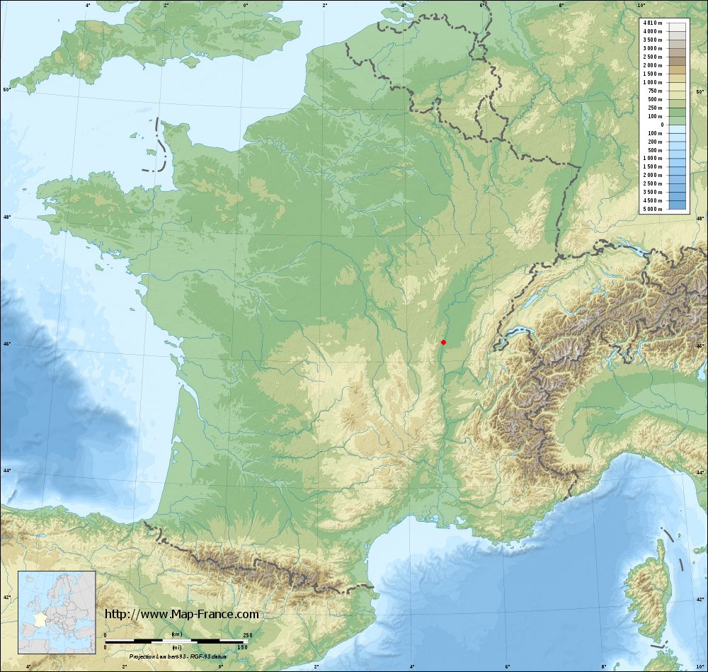 Base relief map of Saint-Laurent-sur-Saône