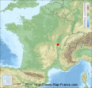 Small france map relief of Saint-Laurent-sur-Saône