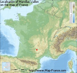 Marcillac-Vallon on the map of France