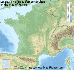 Roquefort-sur-Soulzon on the map of France