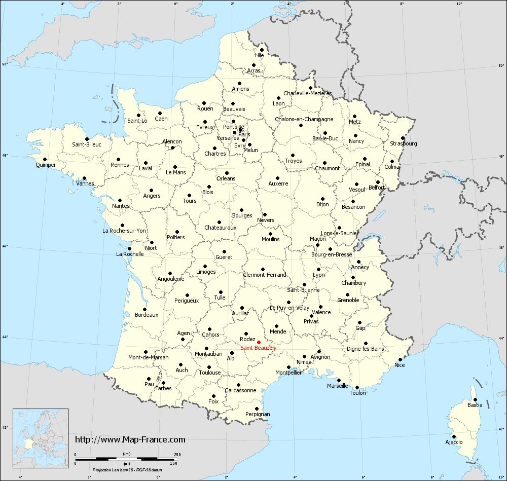 Administrative map of Saint-Beauzély